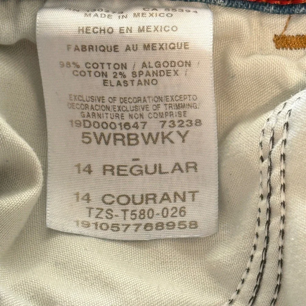 Wrangler Kids Jeans Light Wash‎ Straight Leg Adjustable Waist Size 14 Regular